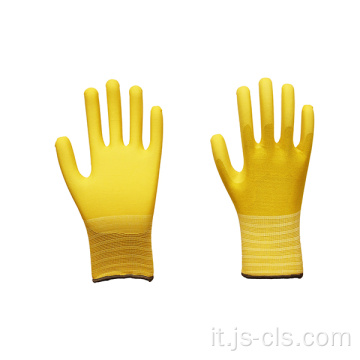 Serie PU guanti di palma foderato in nylon giallo